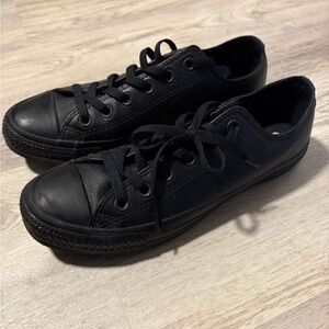 Converse Black Leather Low-Top Sneakers